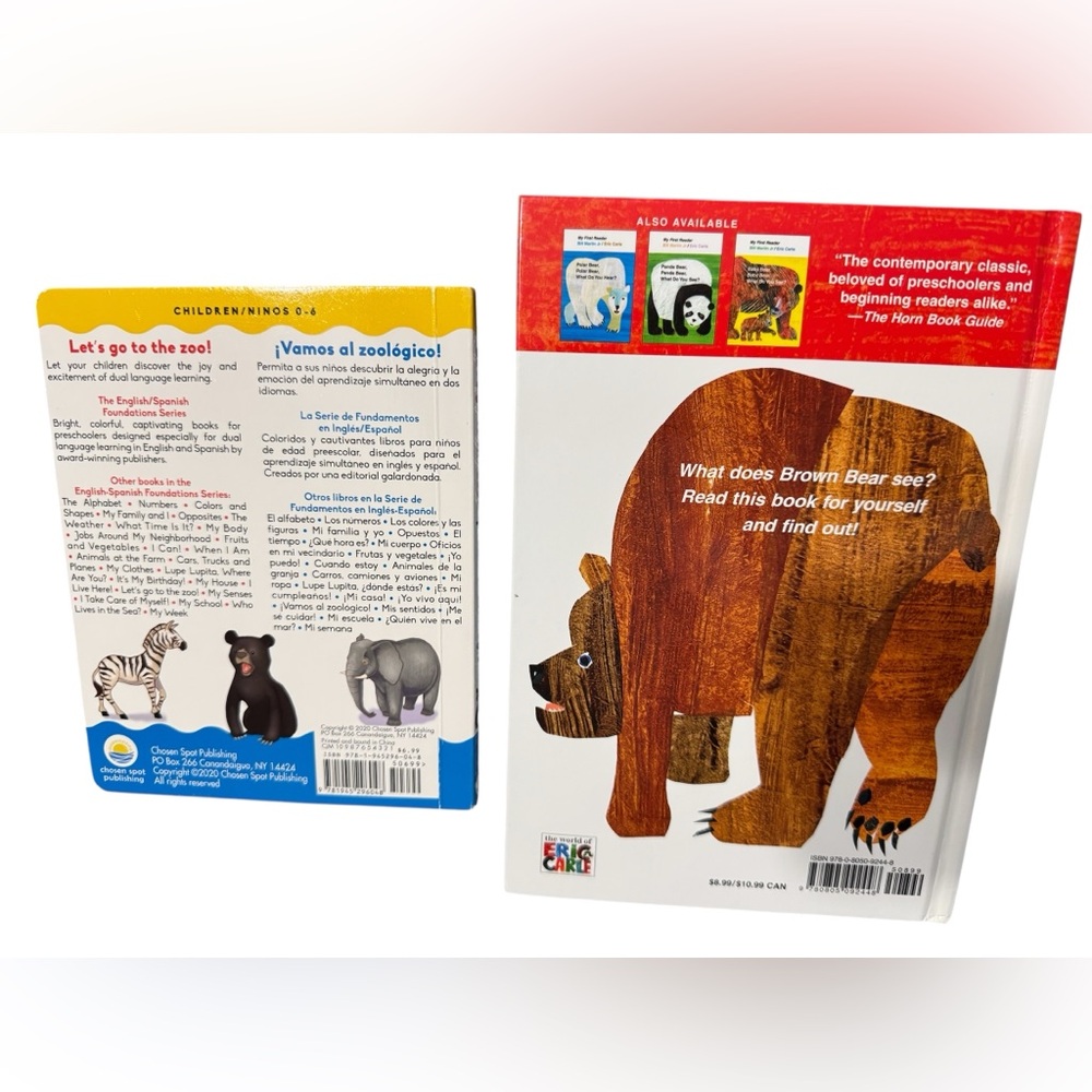 Kids Book Bundle Eric Carle Brown Bear + Bilingual Let’s Go to the Zoo - Picture 2 of 12